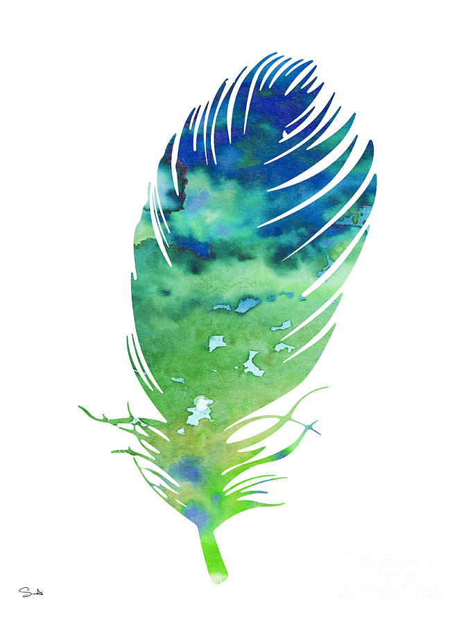 Feather Painting - Feather 3 by Watercolor Girl
