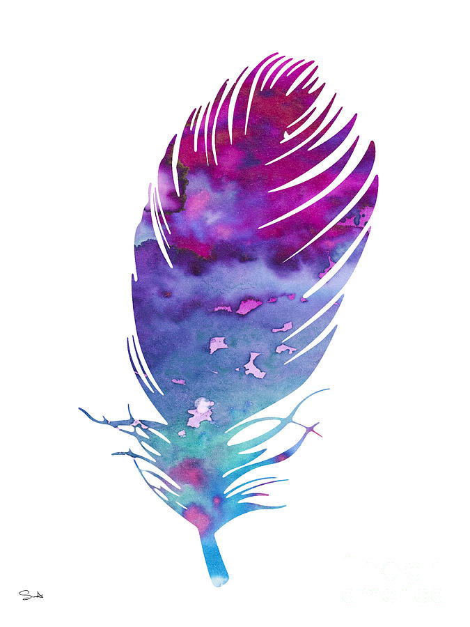 Feather Painting - Feather 4 by Watercolor Girl
