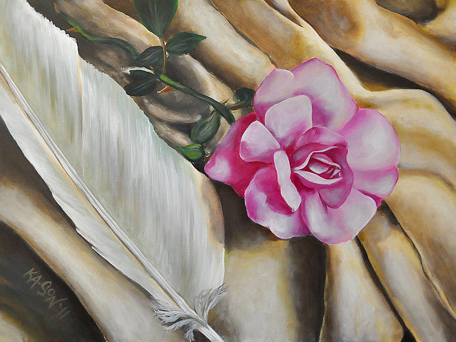 Feather and Rose Painting by Art of Ka-Son