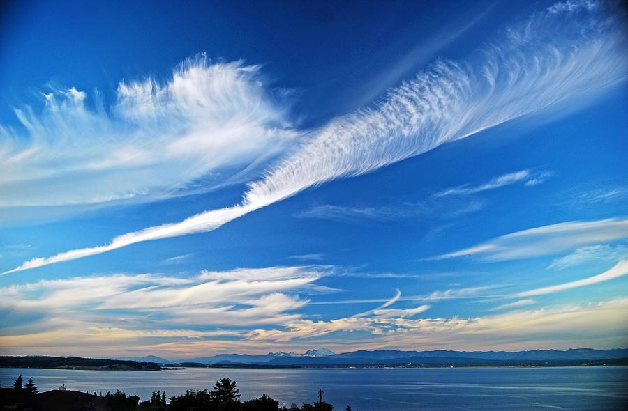 Feather clouds over Port Susan Washington Photograph by Maralei Keith ...