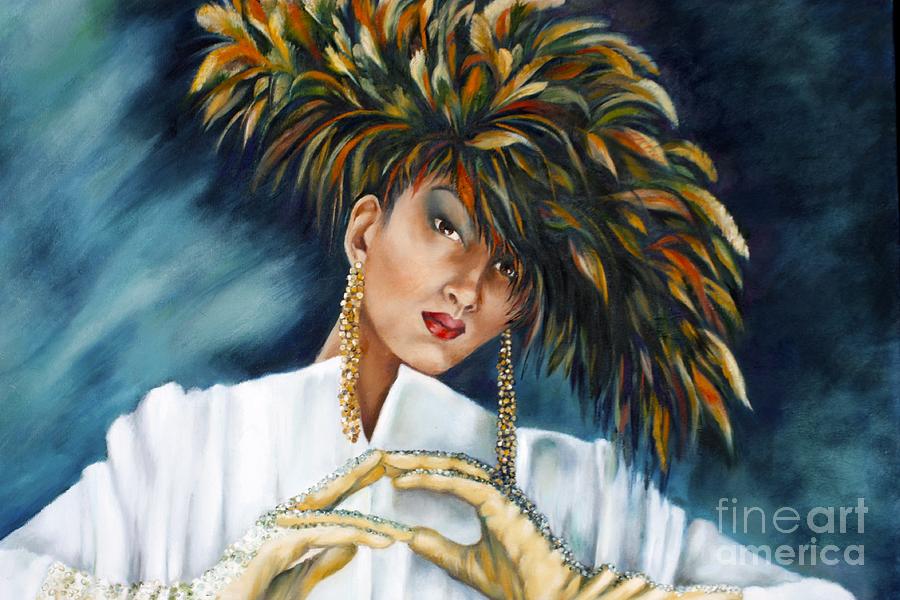 Feather Lady Painting by Myra Goldick