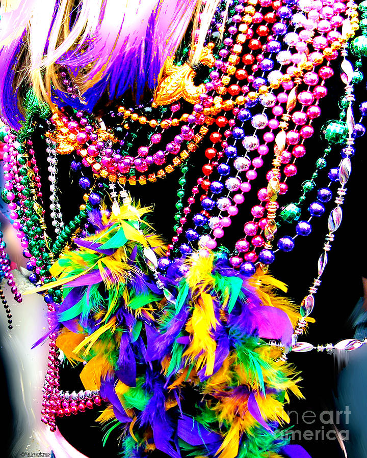 Feathered Festive Mardi Gras Beads Digital Art by Lizi Beard-Ward