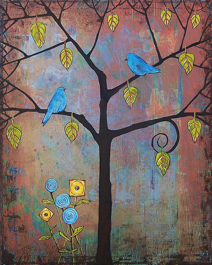 Bird Painting - Feathered Friends by Blenda Studio