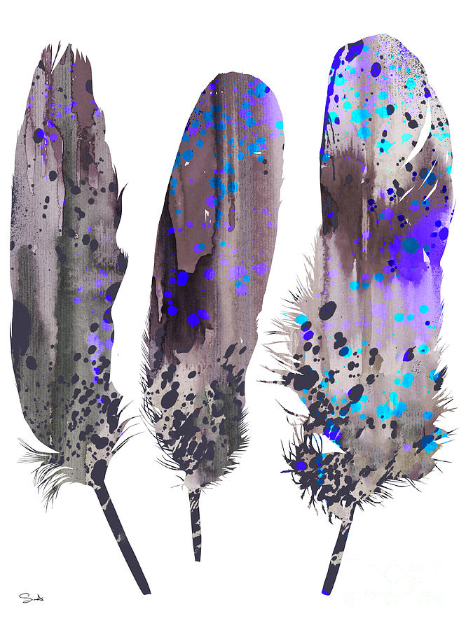 Feather Painting - Feathers 2 by Watercolor Girl