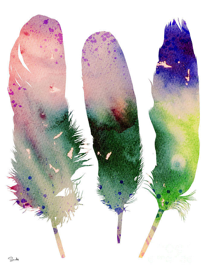 Feather Painting - Feathers 4 by Watercolor Girl