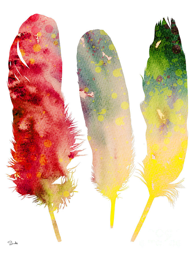 Feather Painting - Feathers 5 by Watercolor Girl