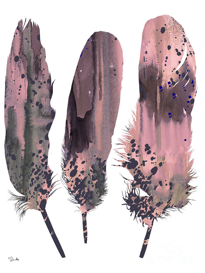 Feather Painting - Feathers 6 by Watercolor Girl