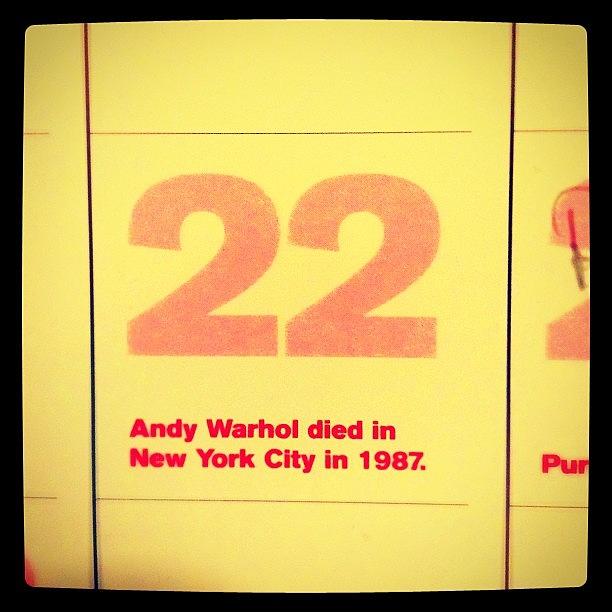 Warhol Photograph - Feb 22.
r.i.p. Andy Warhol
#popart by David S Chang
