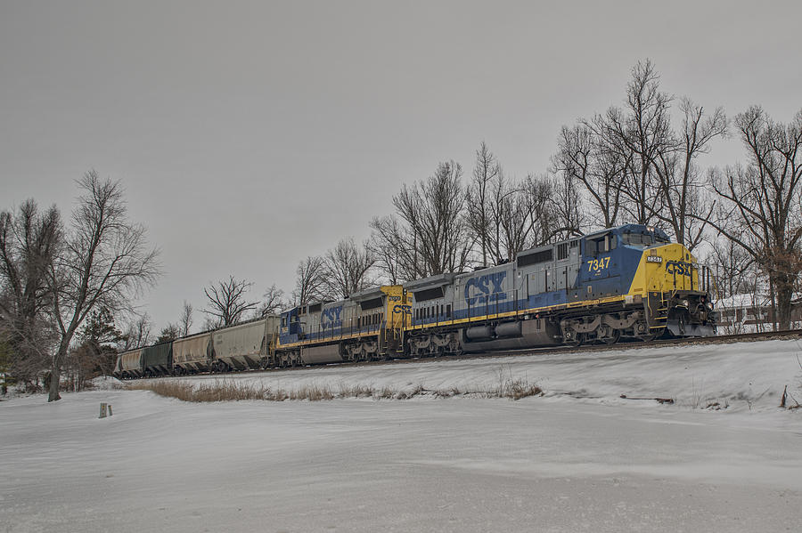 Train Photograph - February 25. 2015 - CSX Q597 by Jim Pearson