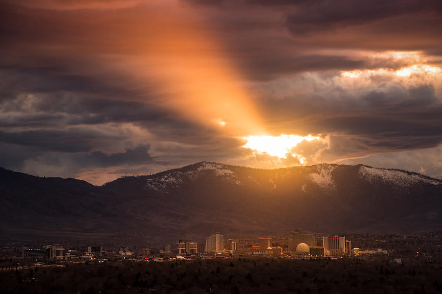 Sunset Photograph - February Reno Sunset by Janis Knight