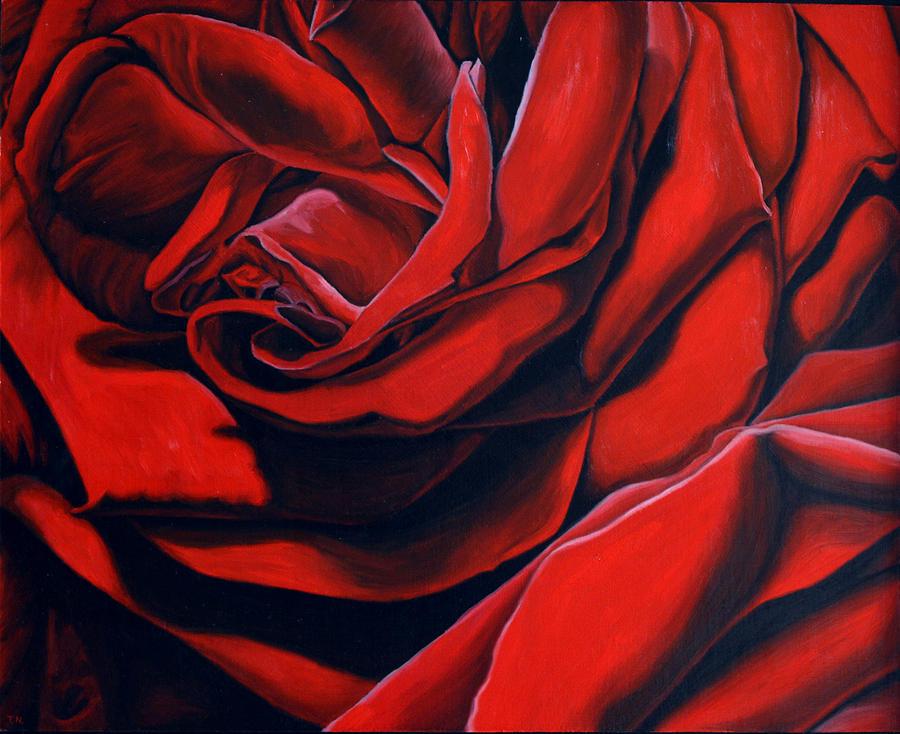 February Rose Painting by Thu Nguyen