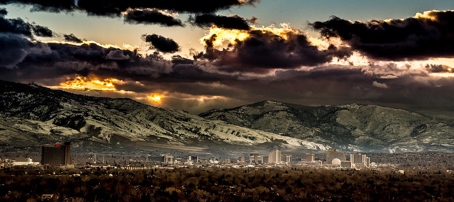 February Sunset over Reno Photograph by Janis Knight