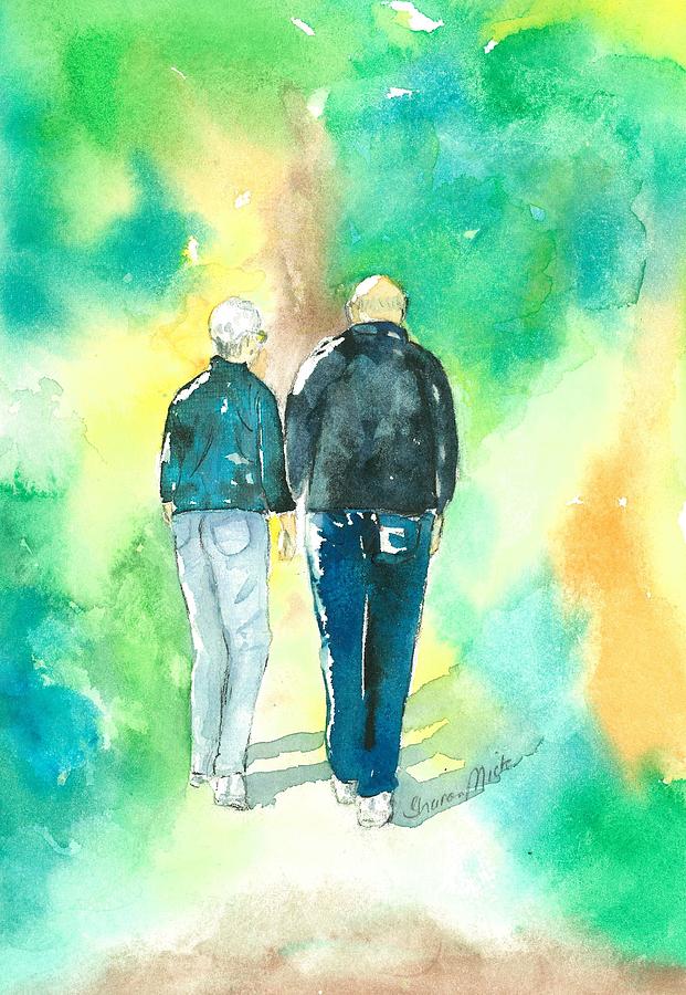 Fred and Judy Walking Away Painting by Sharon Mick