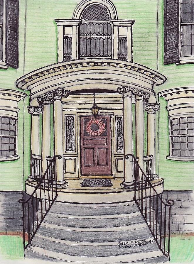 Fedearl Street Front Door Drawing by Paul Meinerth