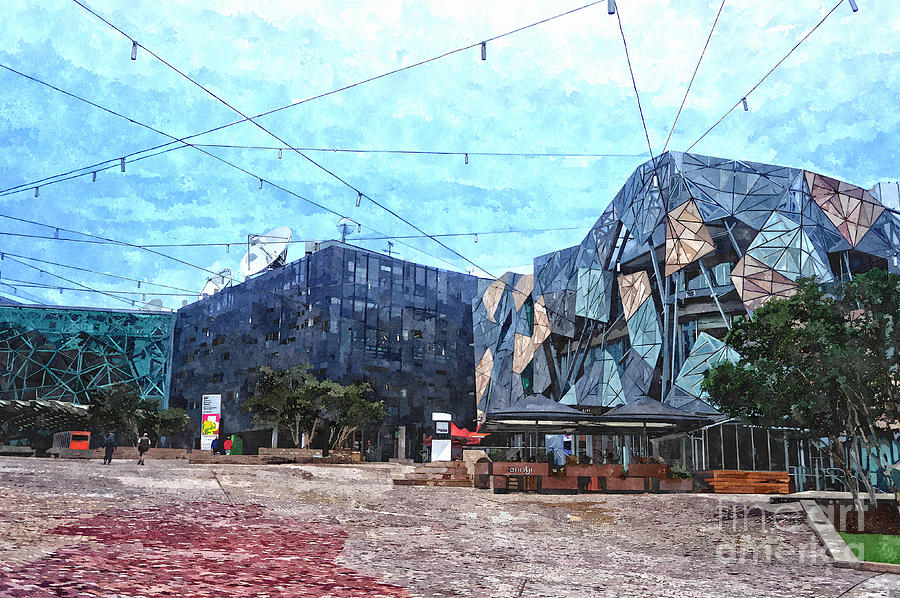 Federation Square in Melbourne Australia Digital Art by Beverly Claire Kaiya