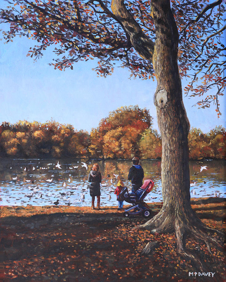 Duck Painting - Feeding the Ducks at Southampton Common by Martin Davey