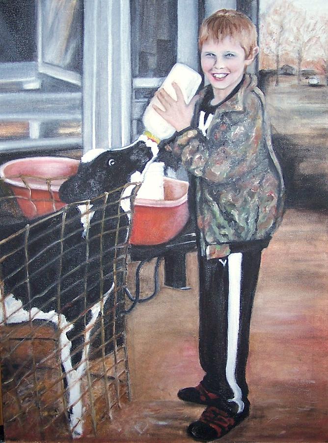 Farm Scene Painting - Feeding Time  by Martha Suhocke