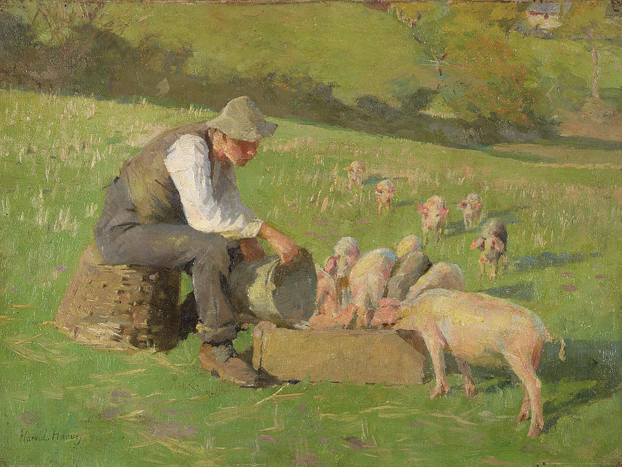 Feeding Time Painting by Harold Harvey
