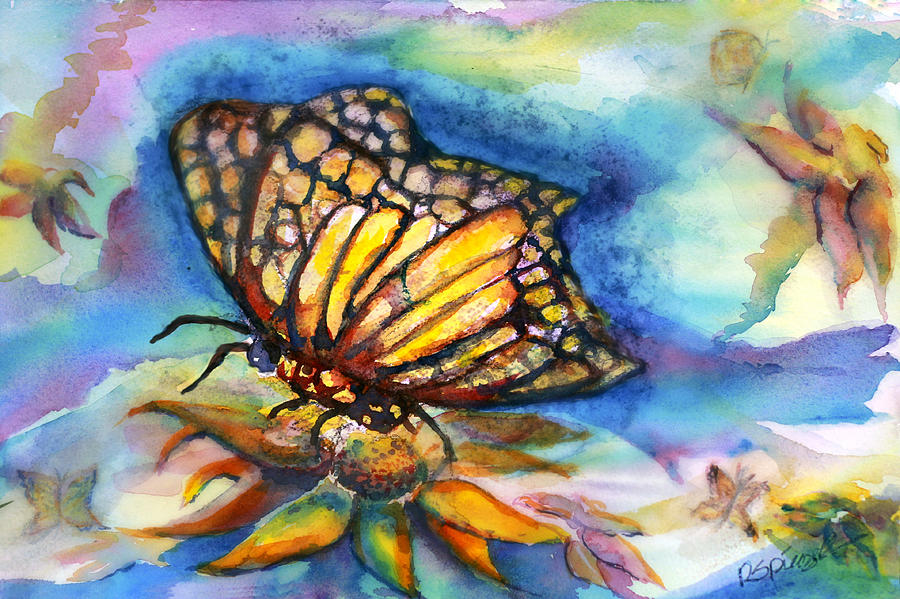 Butterfly Painting - Feeding Time by Rita Spiegel