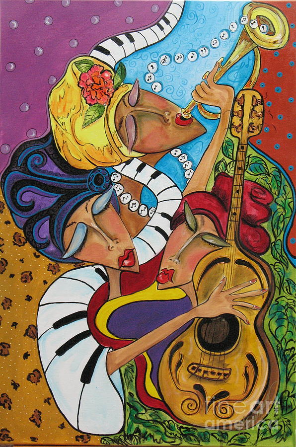 Guitar Still Life Painting - Feeling the Music by Yvonne Feavearyear