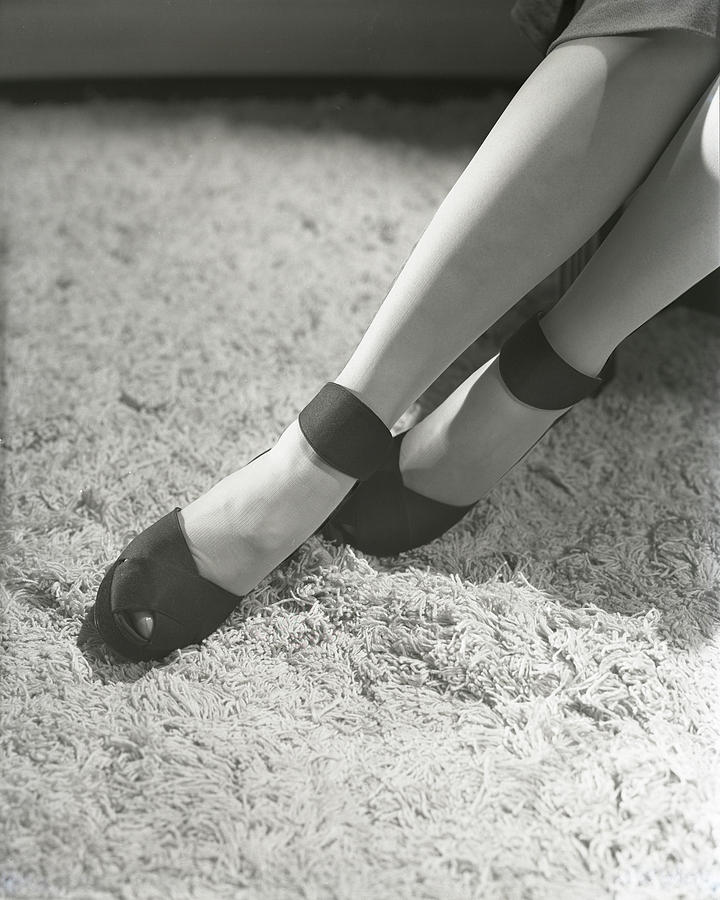 Feet Of Gloria Swanson Wearing Suede Dinner Pumps Photograph by Horst P. Horst