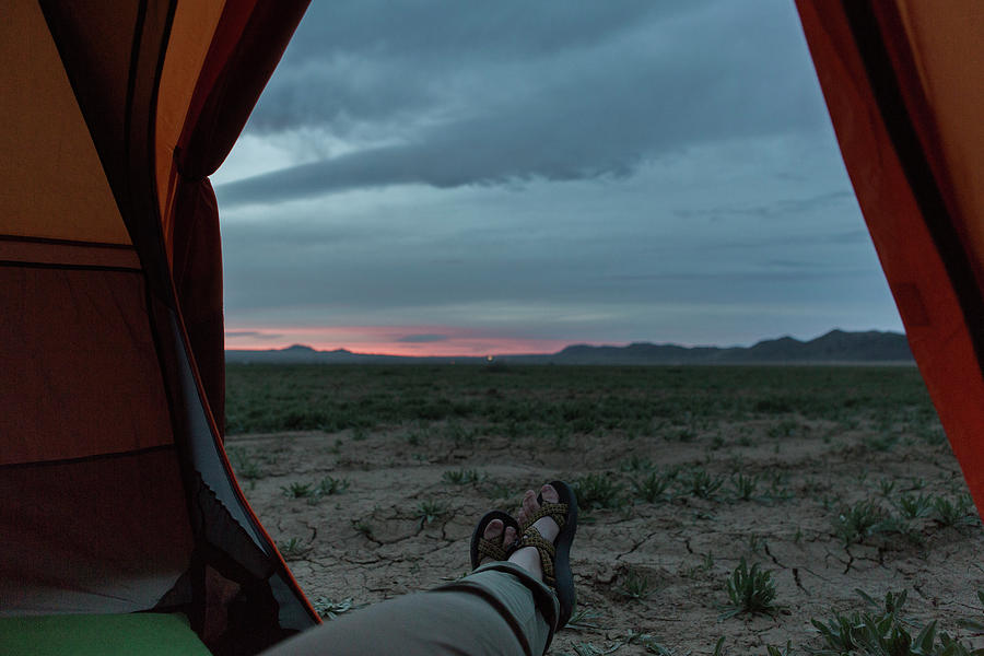 Feet Sticking Out Of Tent At Sunset Photograph By Natasha Shapiro 