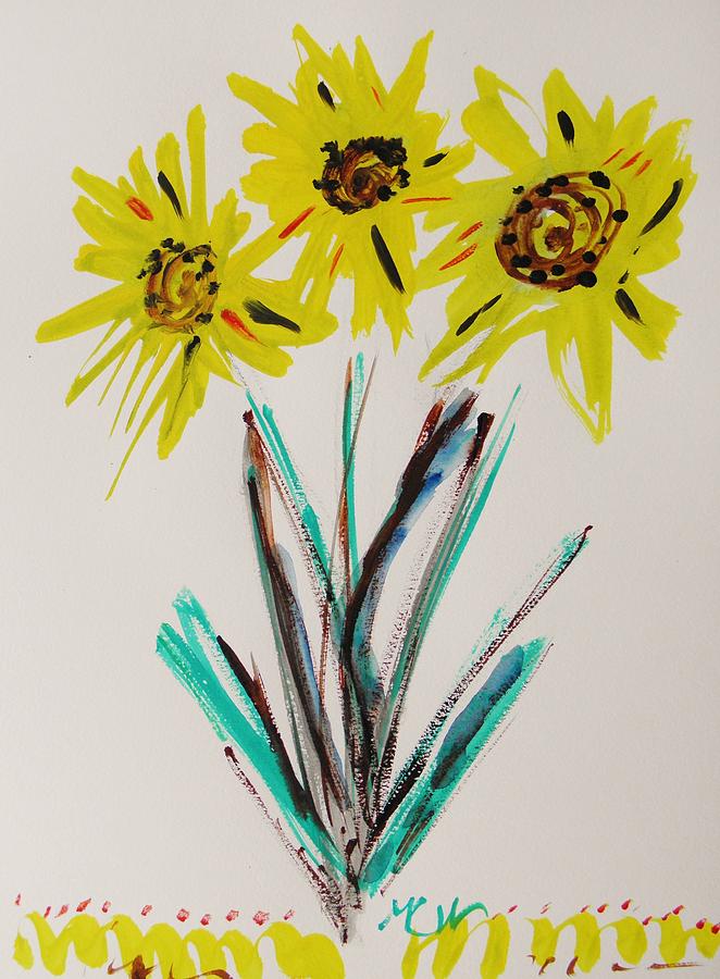 Feisty Sunflowers Painting by Mary Carol Williams