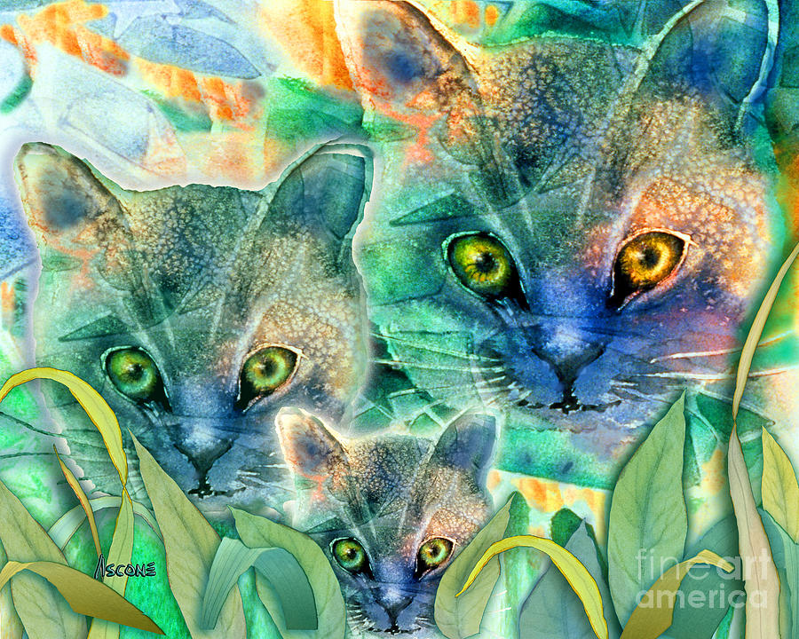 Feline Family Painting by Teresa Ascone