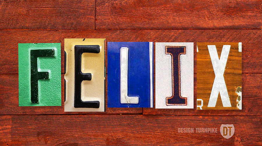 Vintage Mixed Media - FELIX License Plate Name Sign Fun Kid Room Decor by Design Turnpike