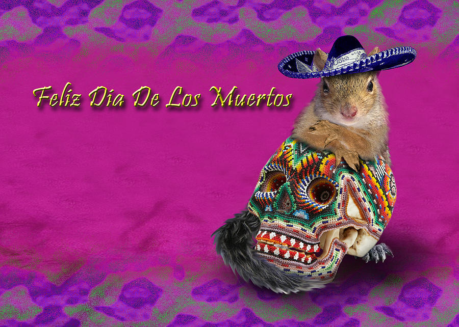 Candy Photograph - Feliz Dia De Los Muertos Happy Day Of The Dead Squirrel by Jeanette K