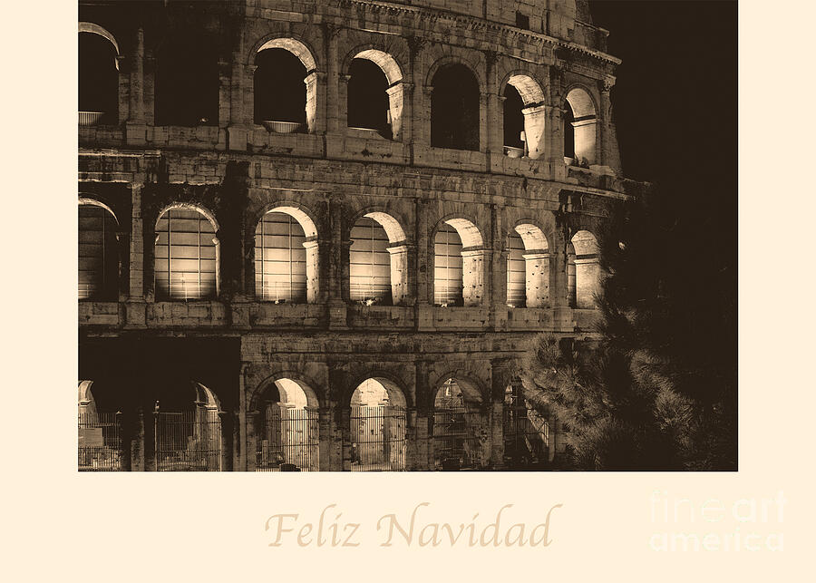 Seasons Photograph - Feliz Navidad with Colosseum by Prints of Italy