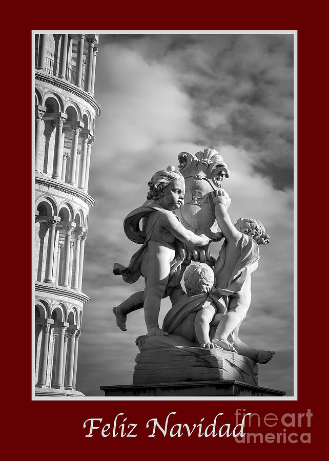 Holiday Photograph - Feliz Navidad with Fountain of Angels by Prints of Italy