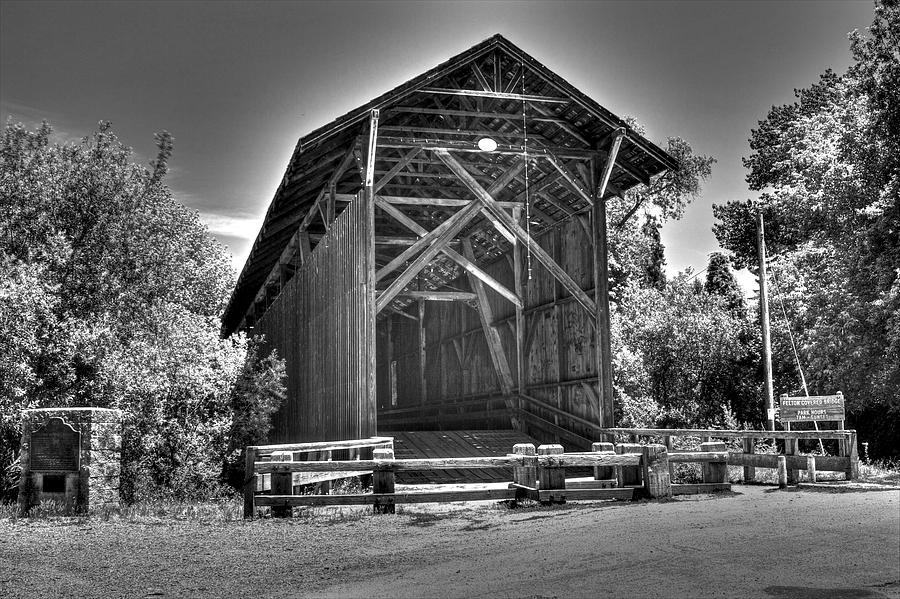 Felton Covered Bridge in Monochrome Photograph by SC Heffner