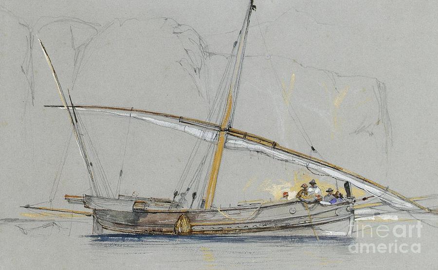 Felucca off Gibraltar Painting by Thea Recuerdo