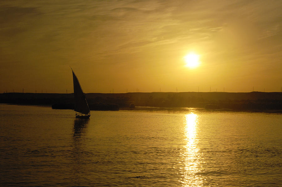 Felucca on the Sunset Nile Photograph by Brenda Kean