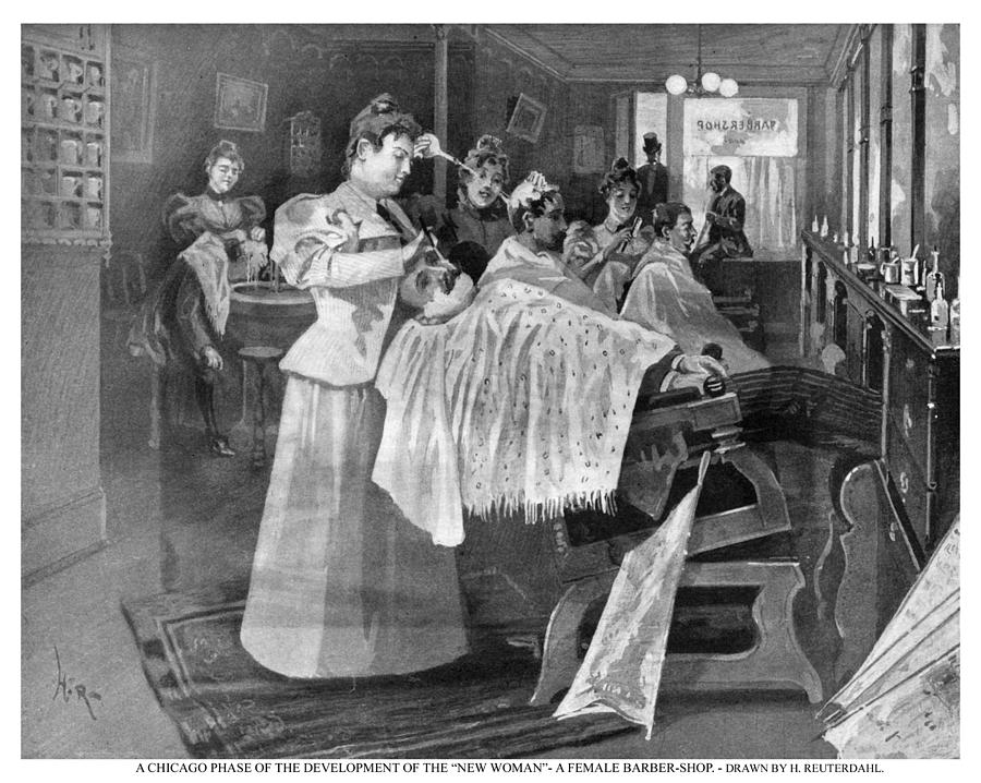 Female Barber-shop, 1895 Drawing by Granger