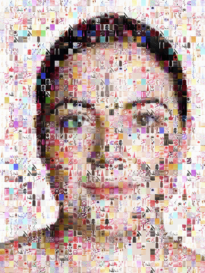 Female beatuy portrait made out of makeup imagery Photograph by Thomas Northcut