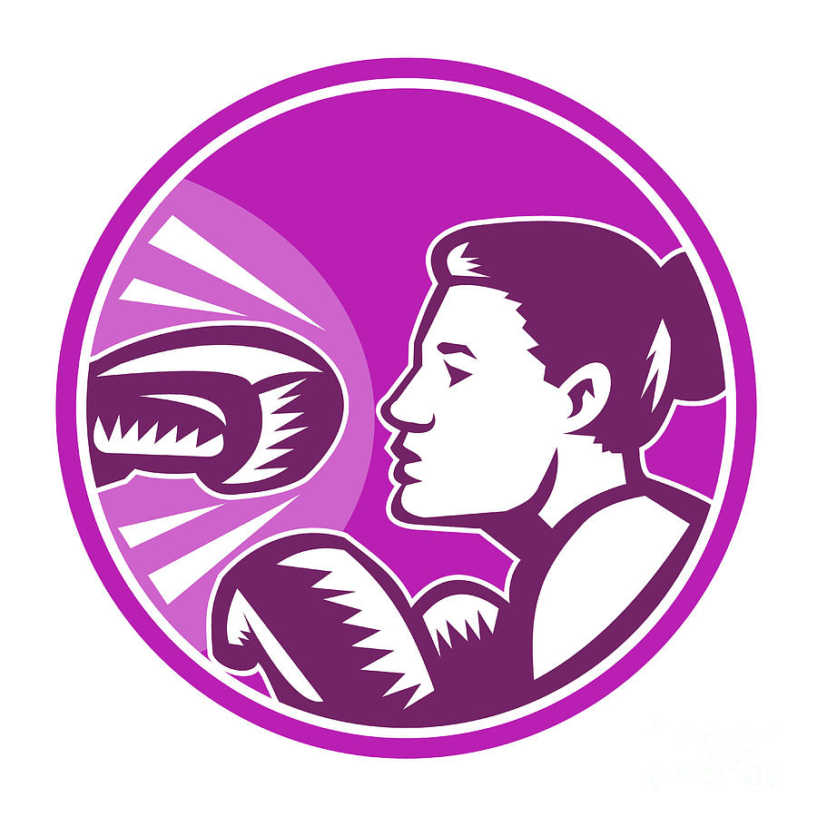 Female Boxer Punch Retro Digital Art
