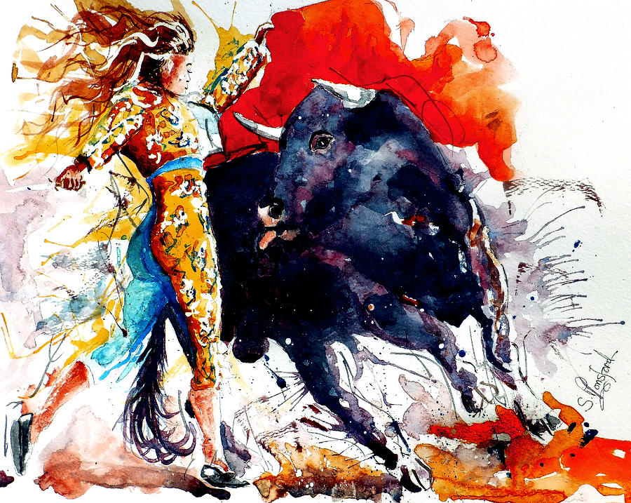 Female Bullfighter Painting by Steven Ponsford