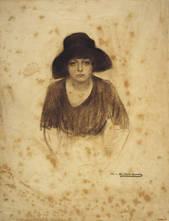 Female bust Drawing by Ramon Casas