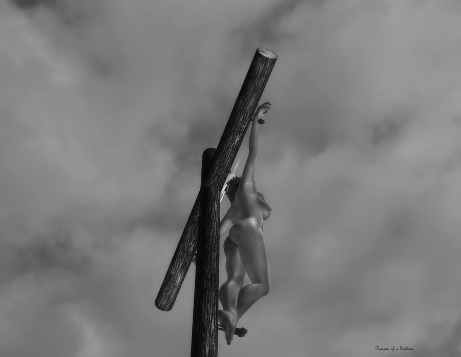 Jesus Christ Digital Art - Female Crucifix BAW I by Ramon Martinez
