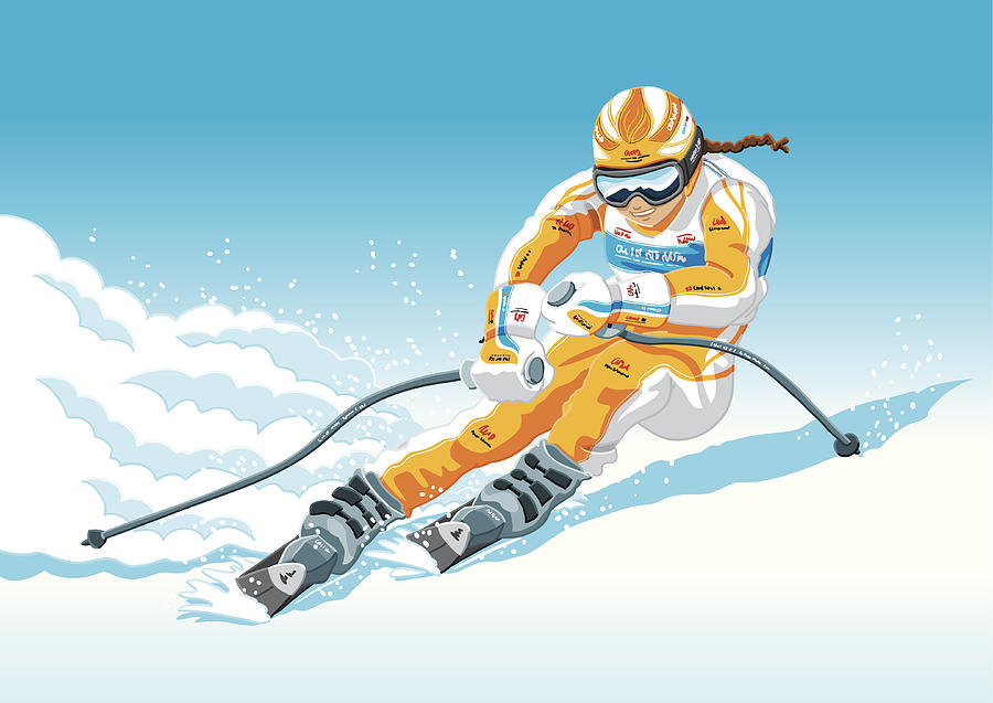 Female Downhill Skier Drawing by FrankRamspott
