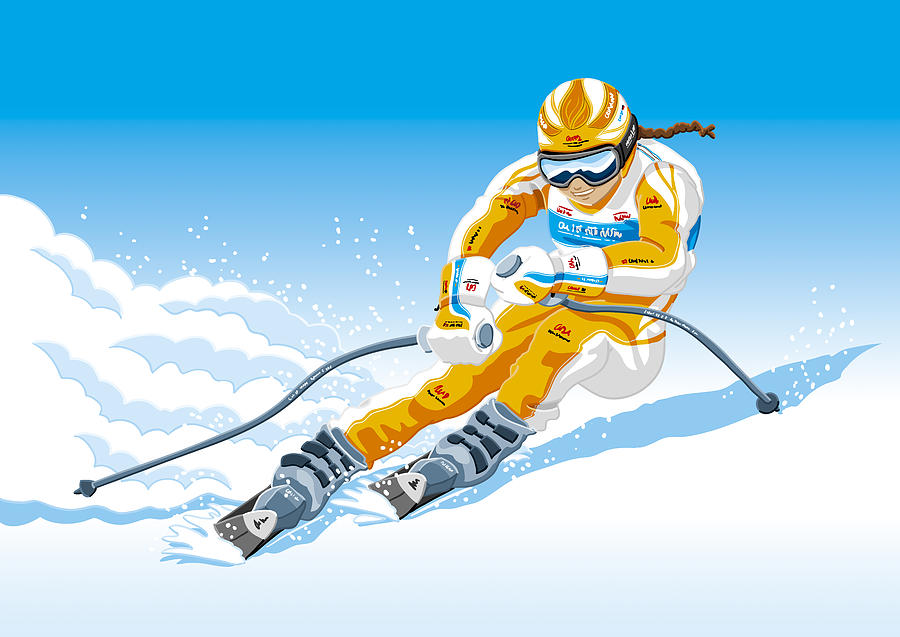 Skiing Digital Art - Female Downhill Skier Winter Sport by Frank Ramspott
