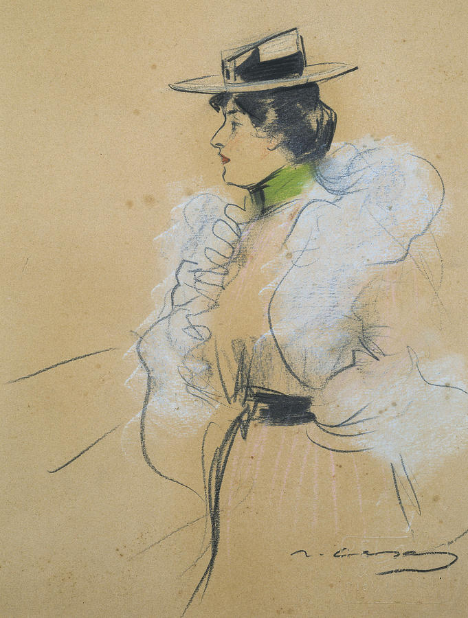 Female figure in profile Drawing by Ramon Casas - Fine Art America