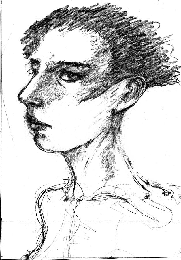 Female head Drawing by Maxim Komissarchik