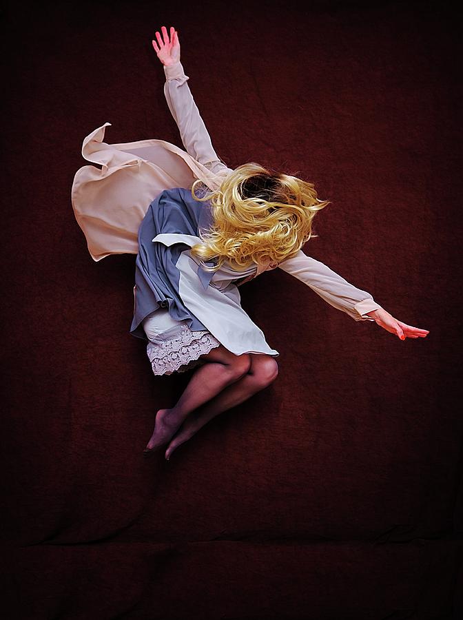 Female Jumping Blonde Hair Arms Wide Photograph by Cynthia Saxon Cox