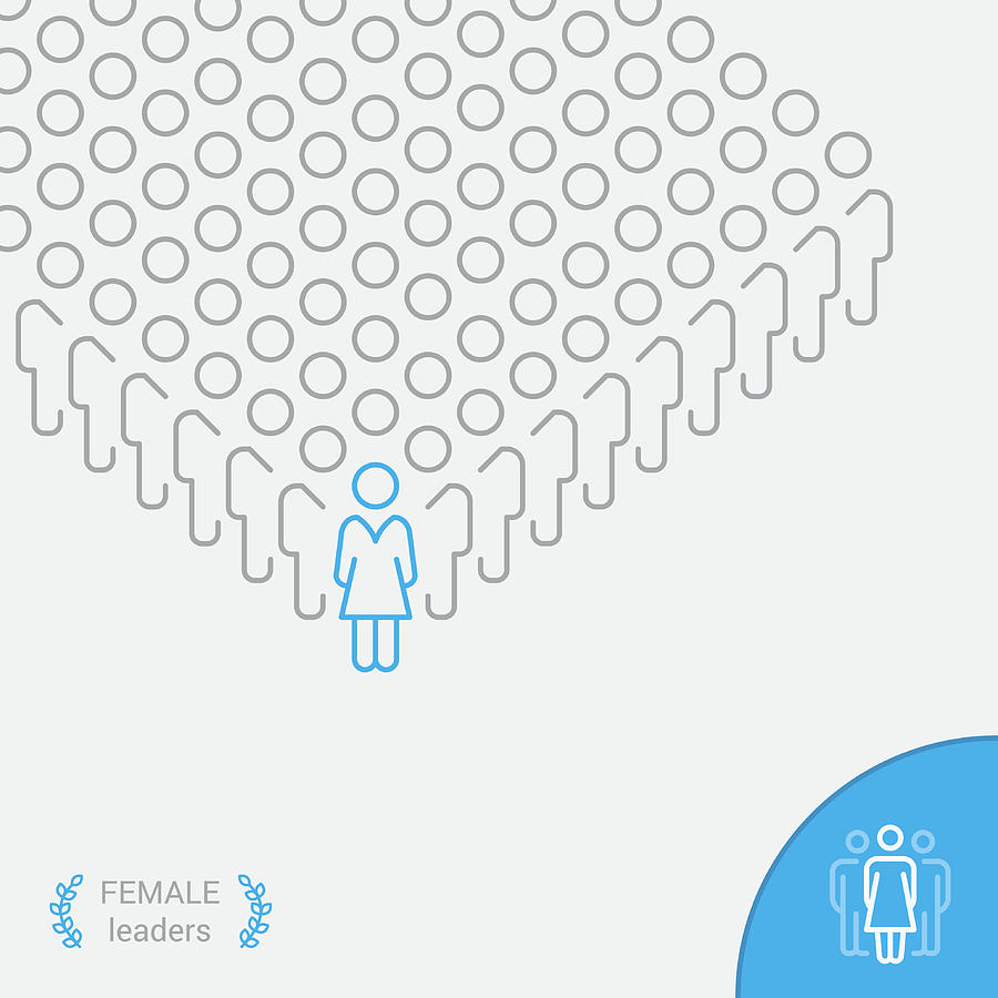 Female Leaders - Infographic vector line icon Drawing by Lushik