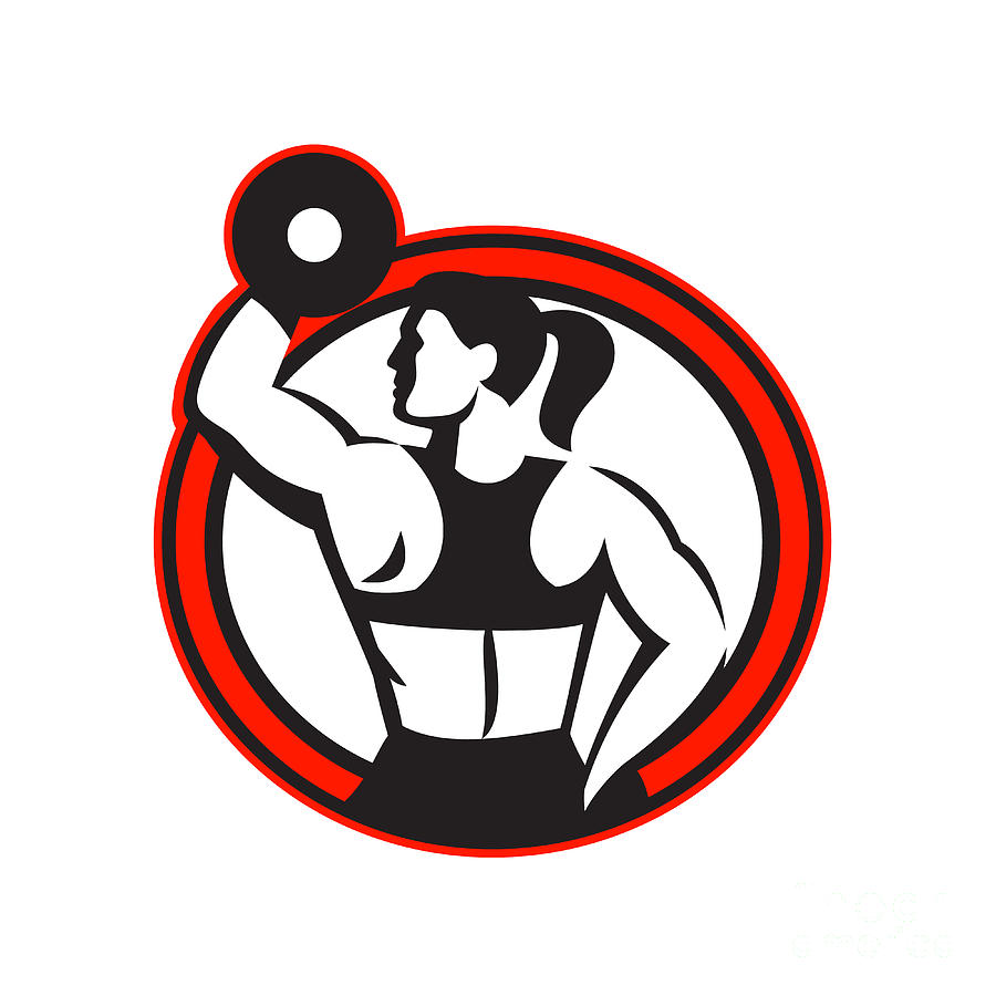 Athlete Digital Art - Female Lifting Dumbbell Fitness Side Circle by Aloysius Patrimonio