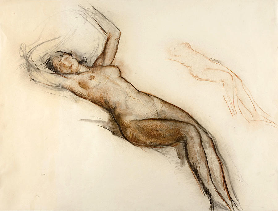 Charcoal Drawing - Female Nude by Ricard Canals