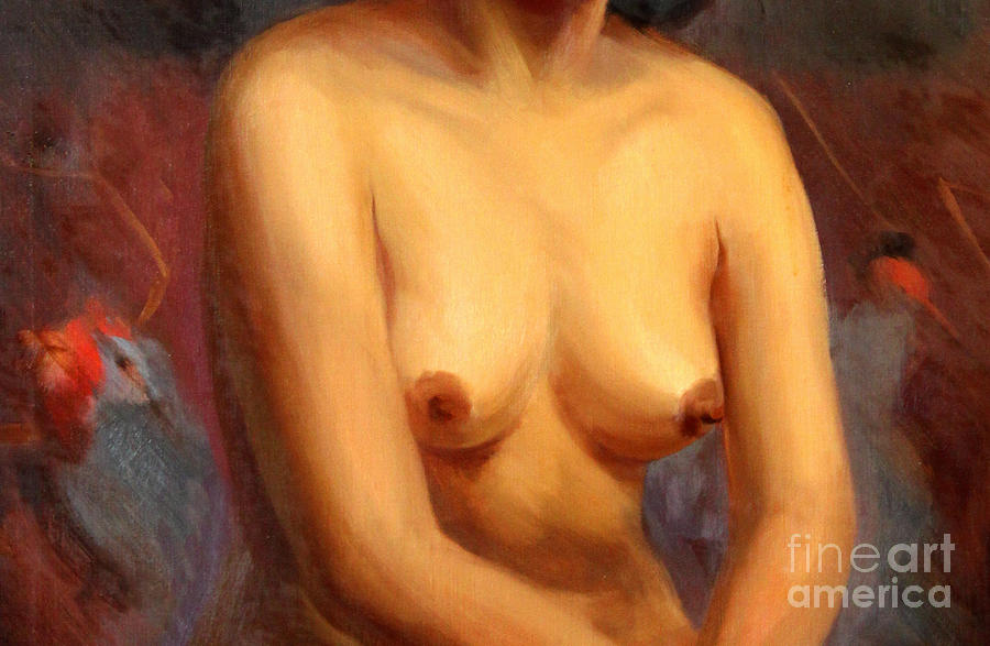 Female Nude Torso 1940s Painting by Art By Tolpo Collection